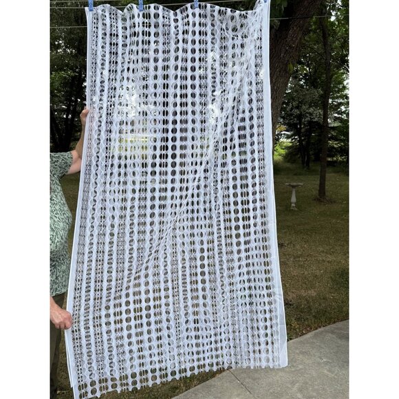 Vintage Retro Mod 1970's Woven Op Art Optical Curtain Fabric ~ White - Picture 4 of 6